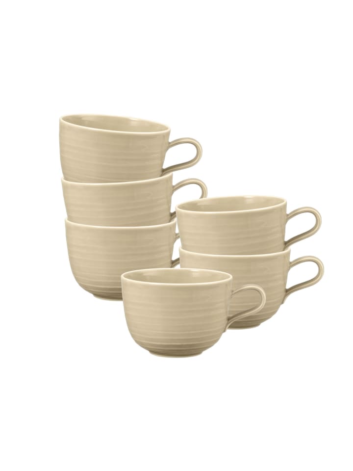 6er Set Milchkaffeetassen Terra in Sandbeige 400 ml