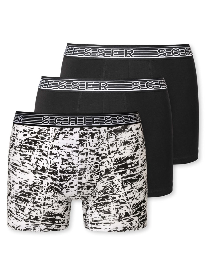 Boxershort 3er Pack in Schwarz/Weiß