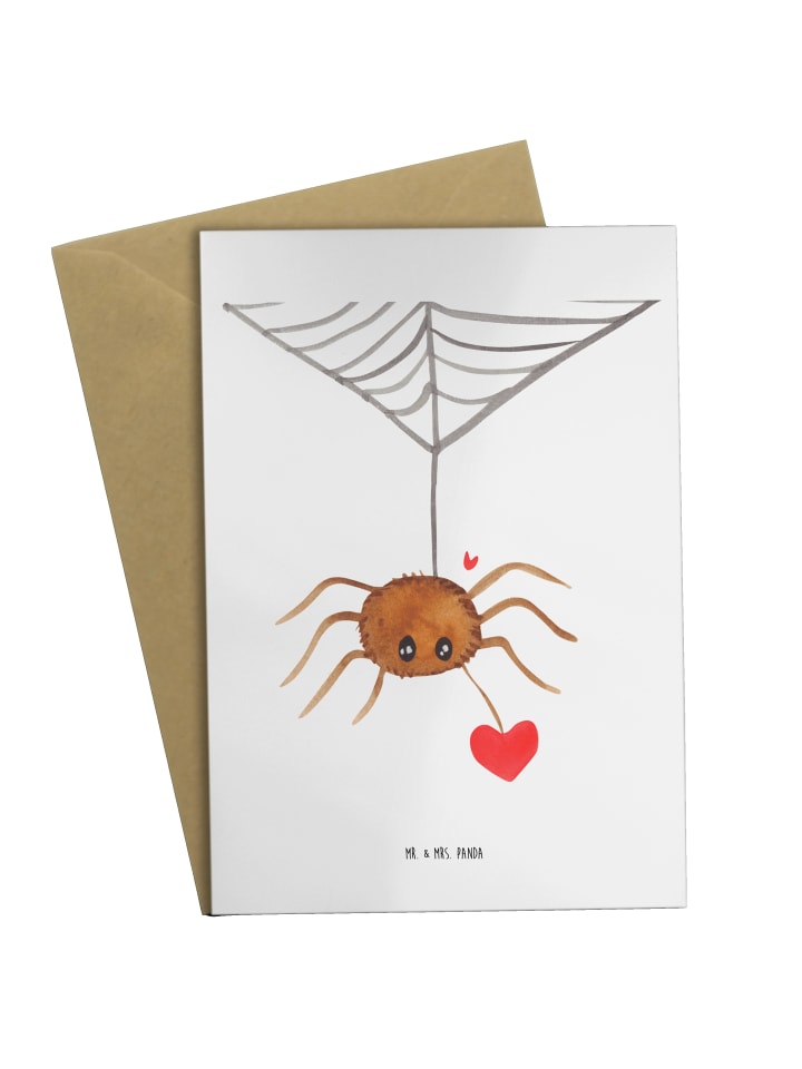 Grußkarte Spinne Agathe Liebe ohne Spruch in Weiß