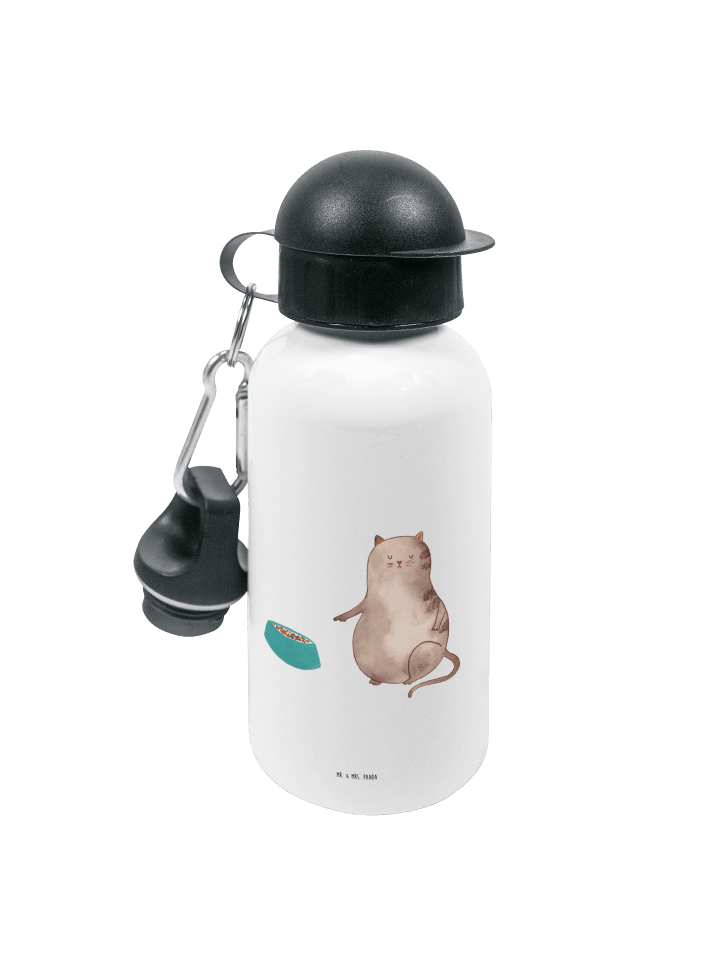 Wasserflasche Katze Fressen ohne Spruch in Weiß