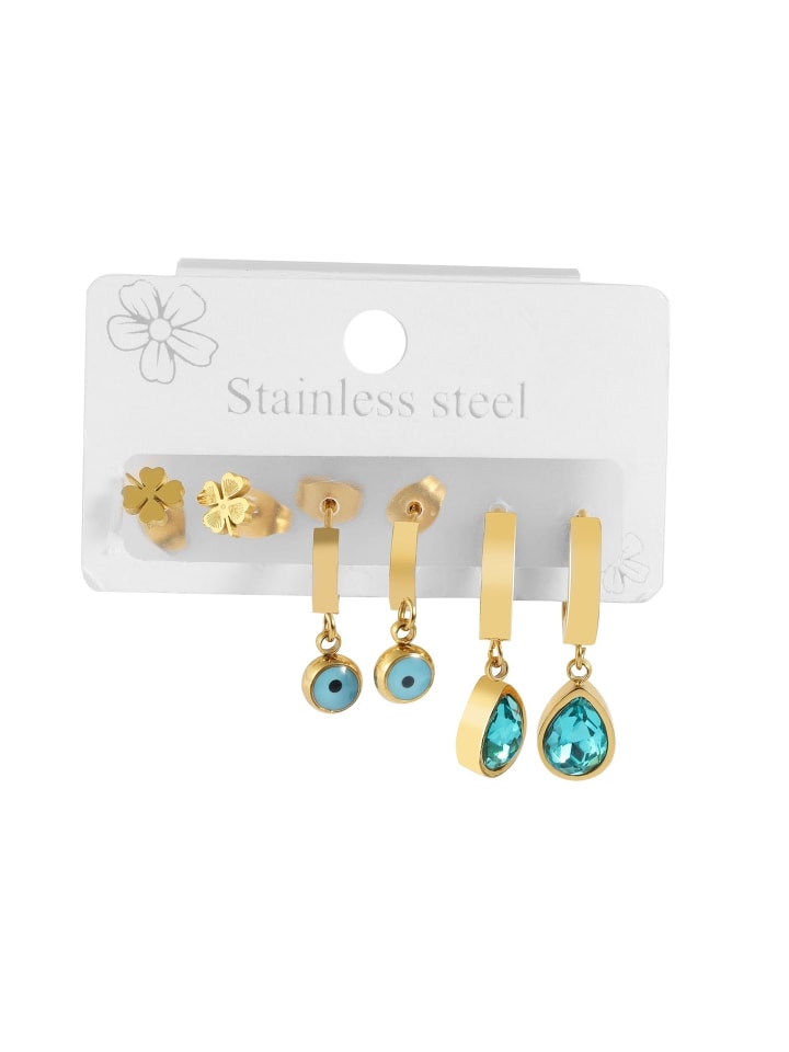 Damen Anhänger – Anhänger aus Edelstahl mit Strass Steinchen in gold
