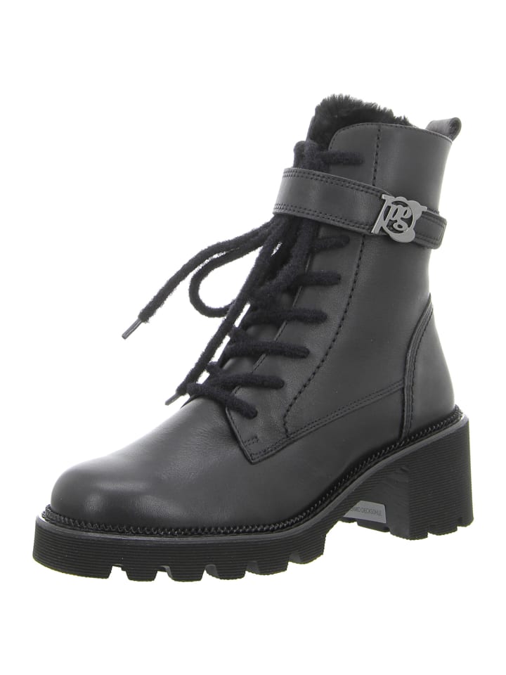 Schnürstiefelette in schwarz