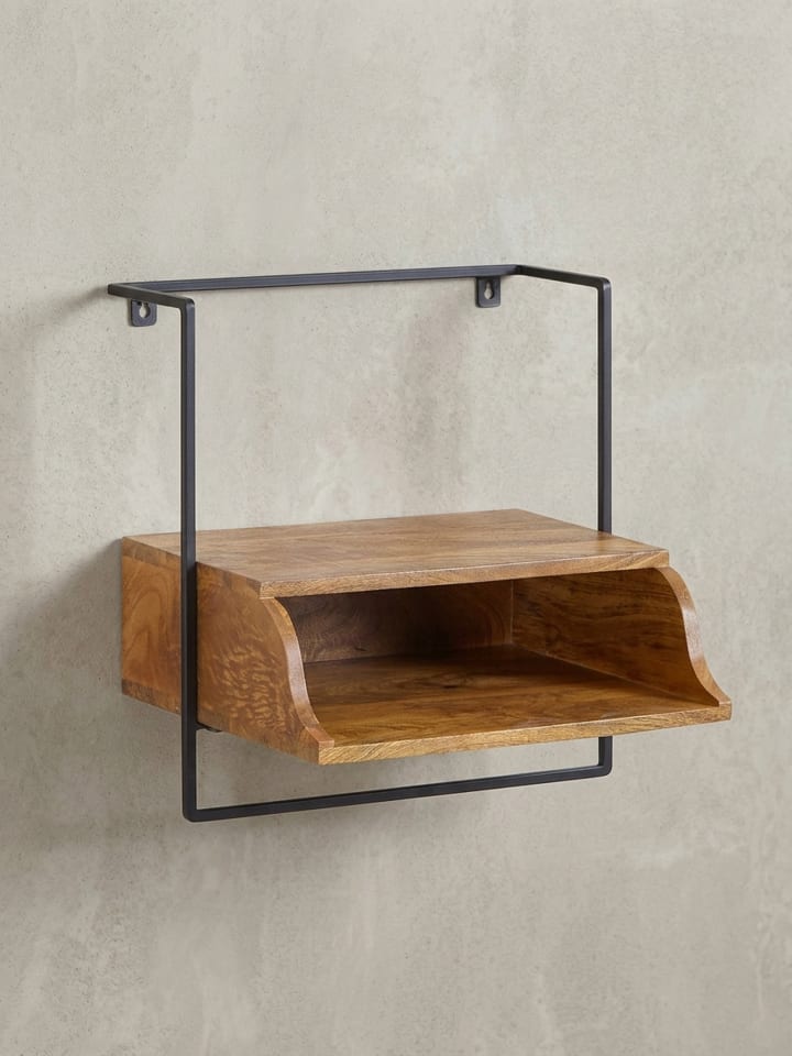 Wandkonsole, Mango-Holz, Industrial-Stil, 44x45x35cm, Boxspringbetten
