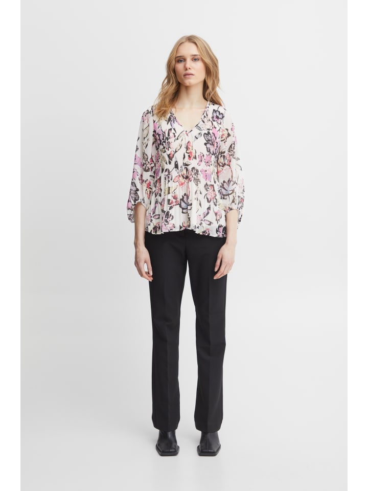 Bluse kurzarm IHELLY Loose fit in Crystal Gray Collage print