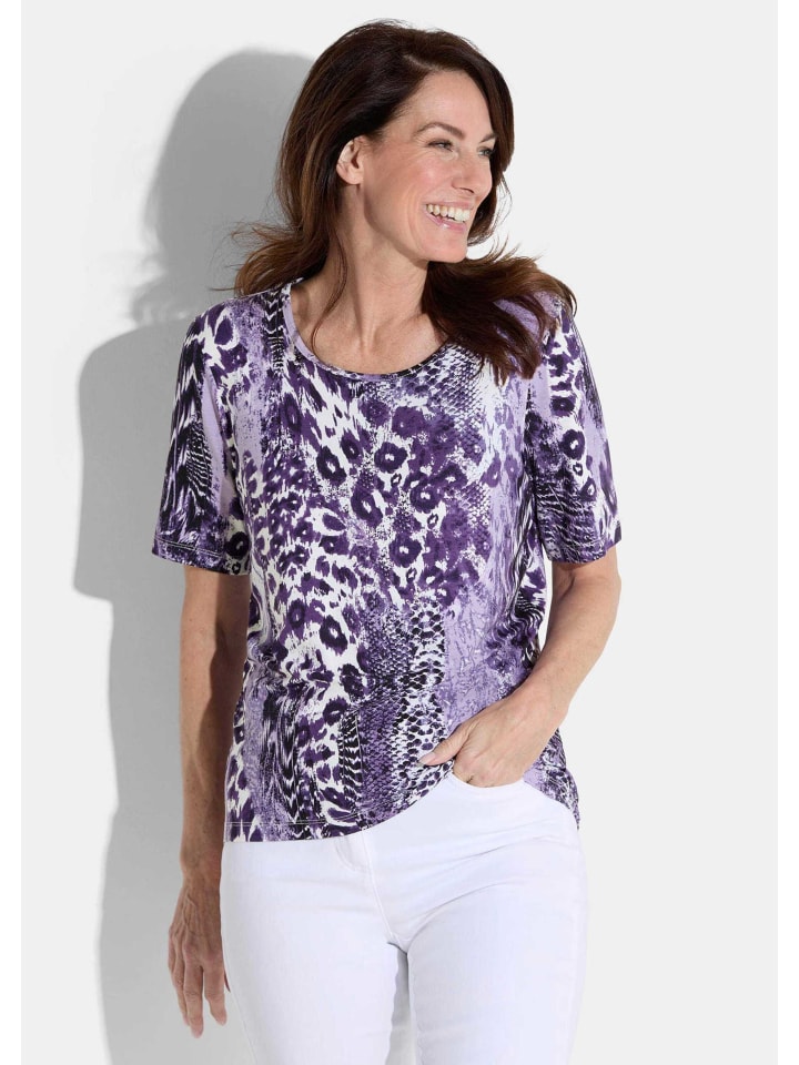 Shirt in lila / cremeweiß / gemustert
