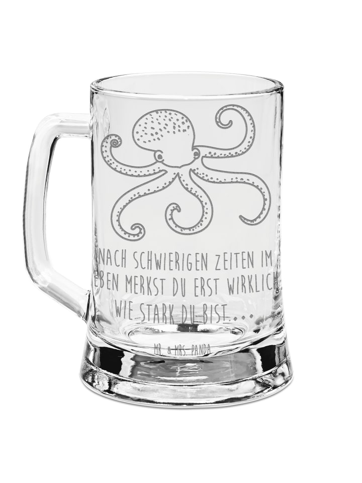 Bierkrug Tintenfisch mit Spruch in Transparent