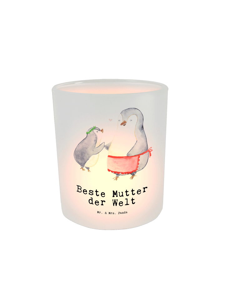 Glas Windlicht Pinguin Beste Mutter der Welt mi... in Transparent
