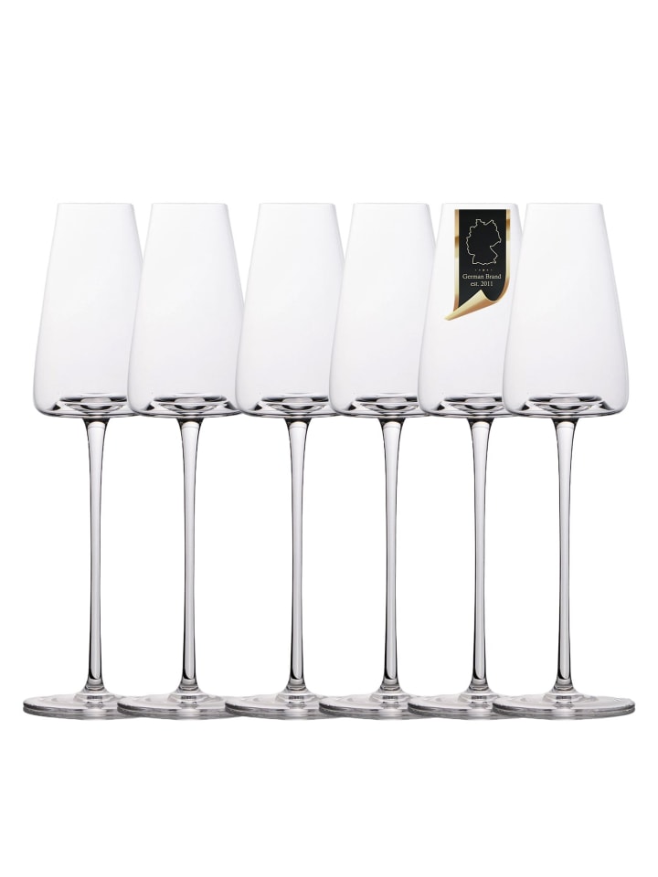 Champagner Glas Set 220 ml Sekt Prosecco Gläser in 6x 220ml Transparent