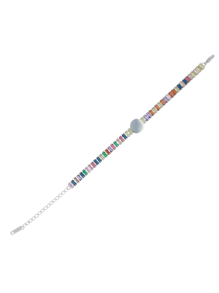 Damen Armband aus Edelstahl mit Zirkonia 20 cm in silber