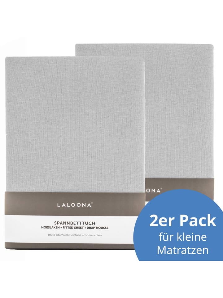 Spannbetttuch 2er Pack für kleine in grau