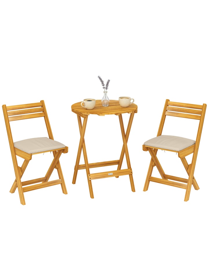Balkonmöbel Set in Naturholz 60L x 60B x 75H cm
