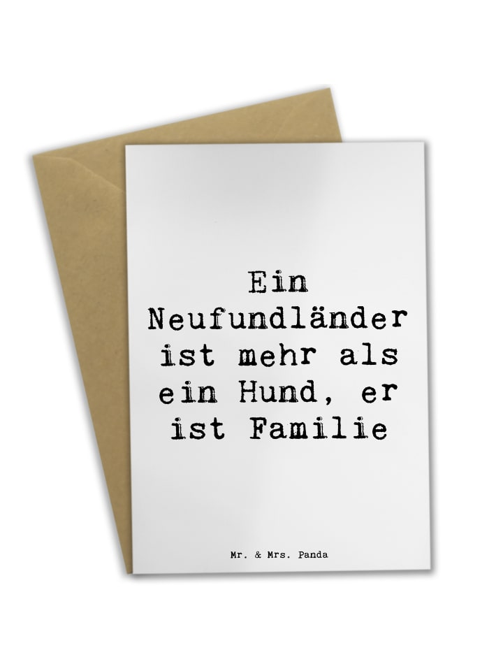 Grußkarte Spruch Neufundländer Familie mit Spruch in Weiß