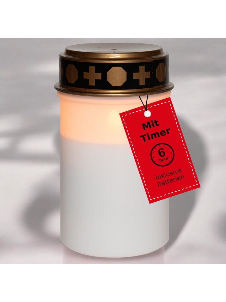 Novaliv Grablicht LED mit Batterie und Timer 6/18 LED Grablicht weiß D in Weiß