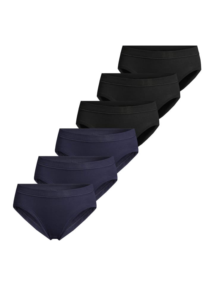 Hüftslip Feinripp in Blau / schwarz