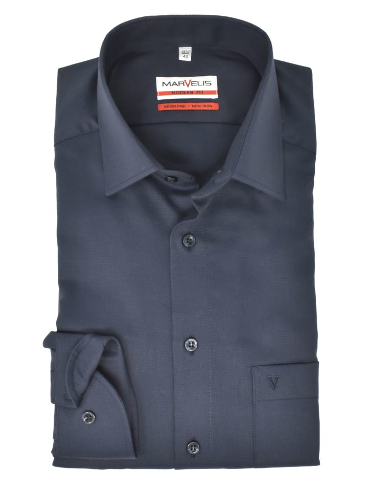 Modern Fit Businesshemd in Marine
