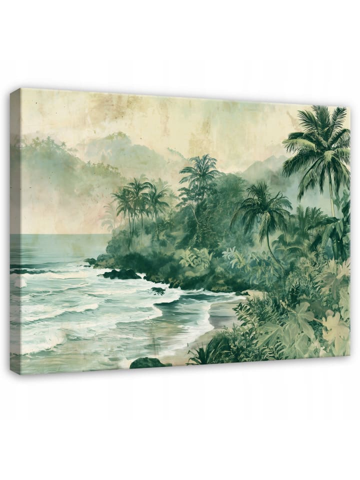 Leinwandbild Strand in Grün
