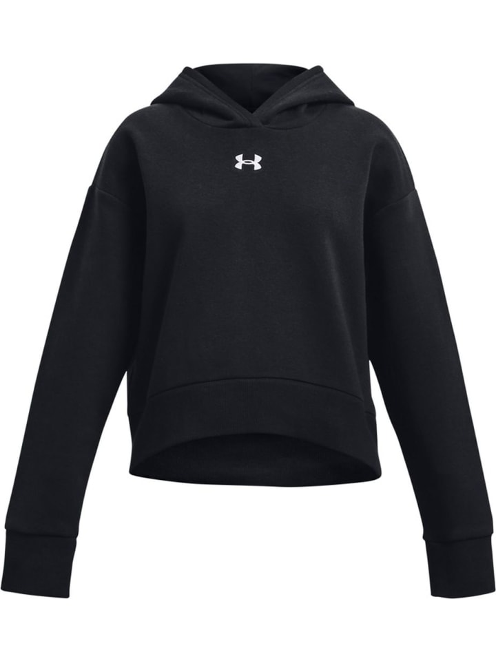 Kinder Longsleeve "UA Rival Fleece Crop Hoodie" in Schwarz