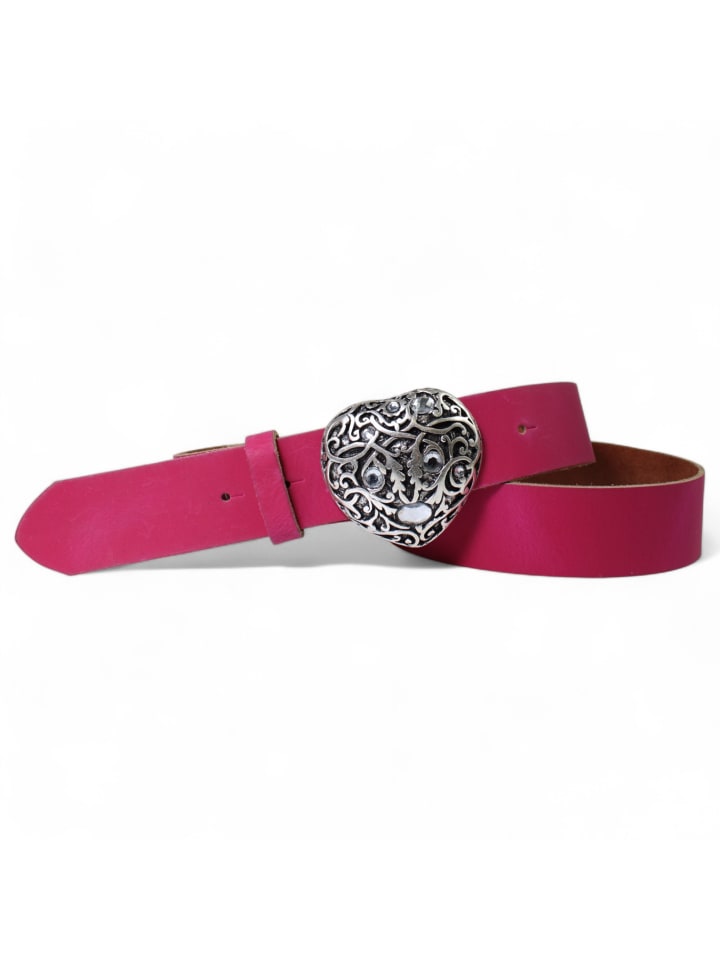 Damen Ledergürtel Strass in Pink