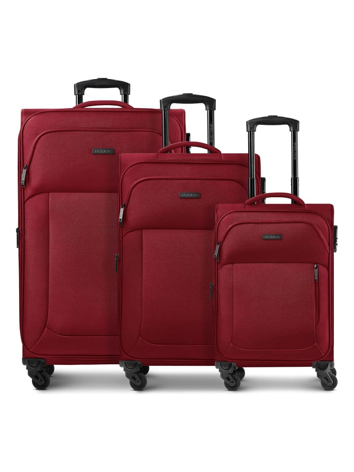 San Francisco 4 Rollen Kofferset 3-teilig mit Dehnfalte dark red