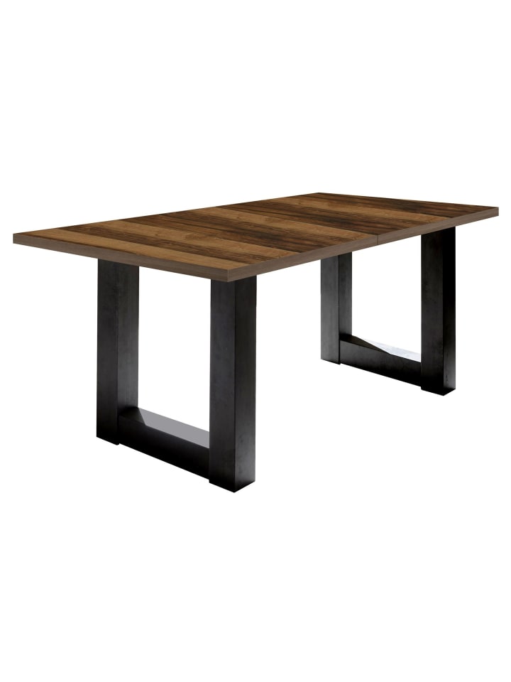 ESSTISCH ausziehbar Eila 7 160x90x75 Schwarzstahl/Plankeneiche