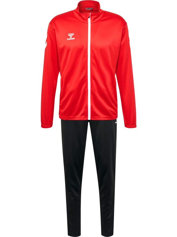 Trainingsanzug mit Reißverschlussjacke Jogginghose in Schwarz-Rot
