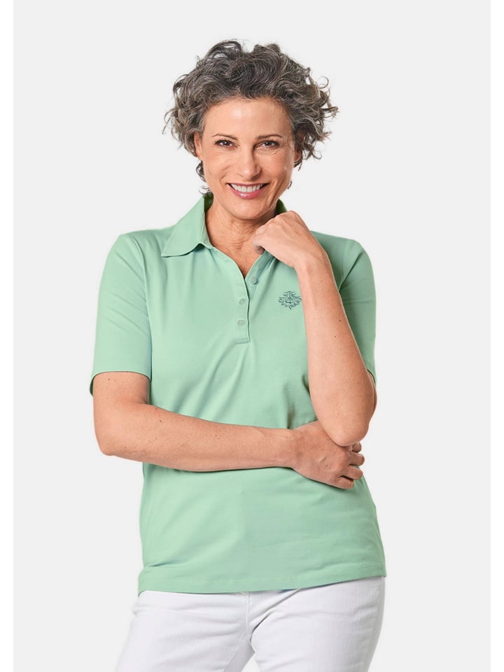 Baumwollshirt mit Polokragen in mintgrün