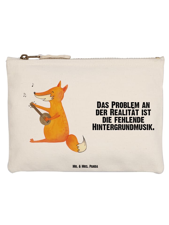 Schminktäschchen Fuchs Gitarre mit Spruch in Weiß