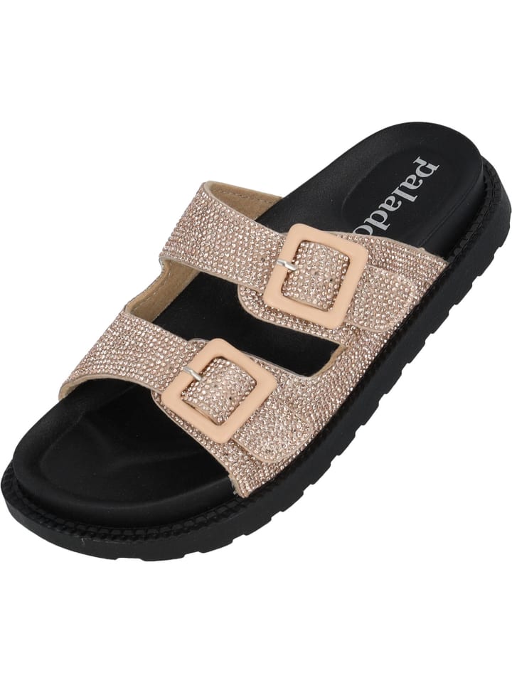 Plateau-Pantoletten Irisa in Bronze Strass