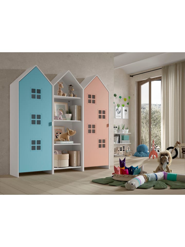 REGALSCHRANK Set Kania 173x37x171 MDF Weiß /Bunt
