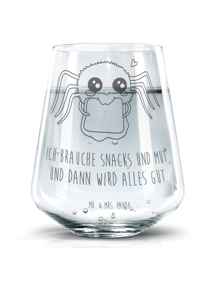 Trinkglas Spinne Agathe Sandwich mit Spruch in Transparent
