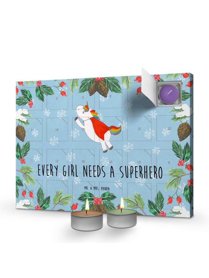 Adventskalender Einhorn Super mit Spruch in Eisblau