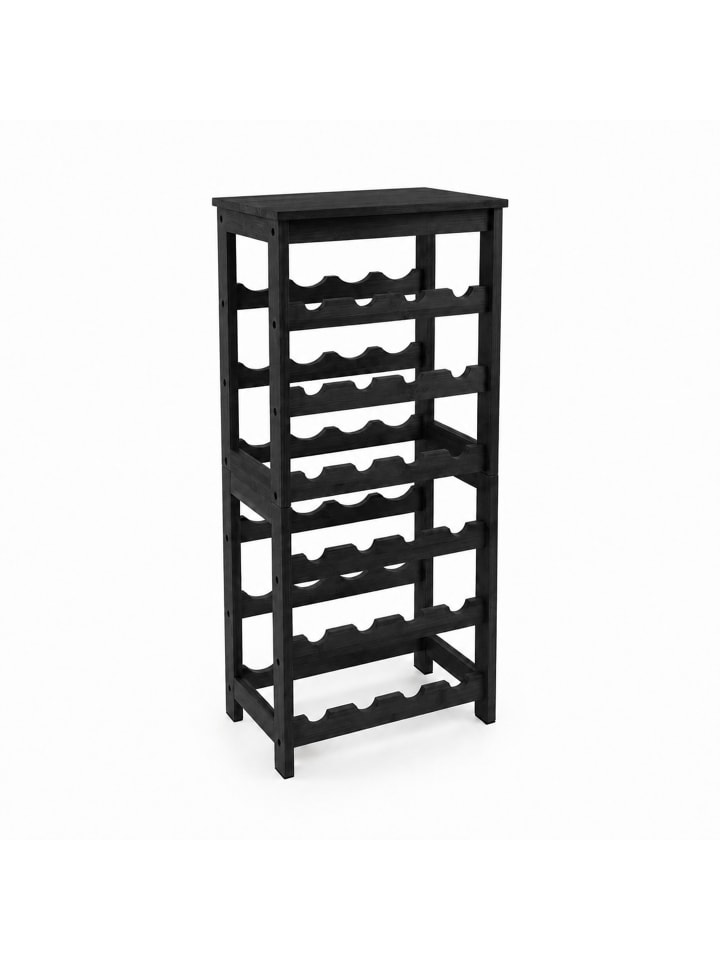 Weinregal in Schwarz - (B)40 x (H)82 x (T)24 cm