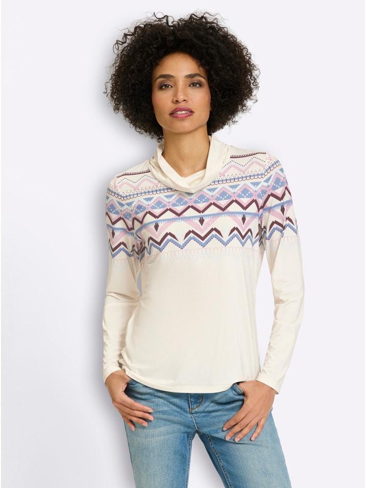 Druck-Shirt in champagner-bleu-bedruckt
