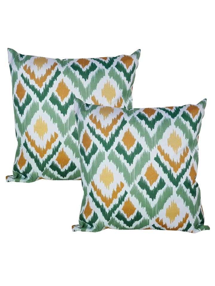 2er Set Outdoor Kissenhülle 45x45cm Motiv in Abstrakt Grün