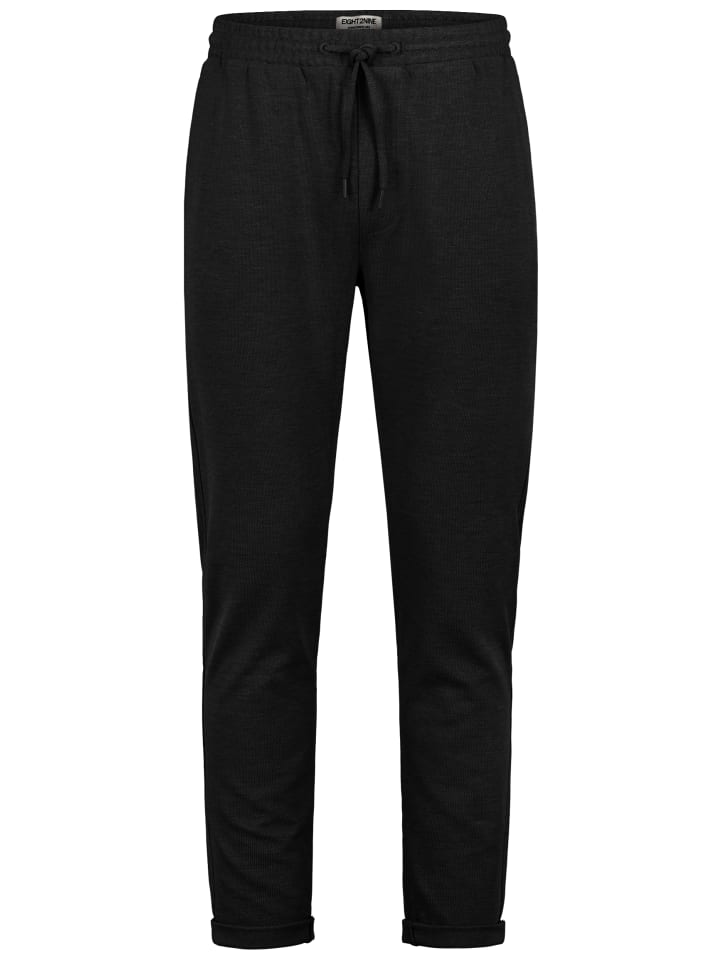 Casual Freizeithose elastischer Bund Kordelzug in Schwarz