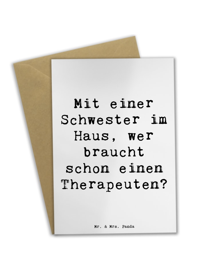 Grußkarte Schwester Glück mit Spruch in Weiß