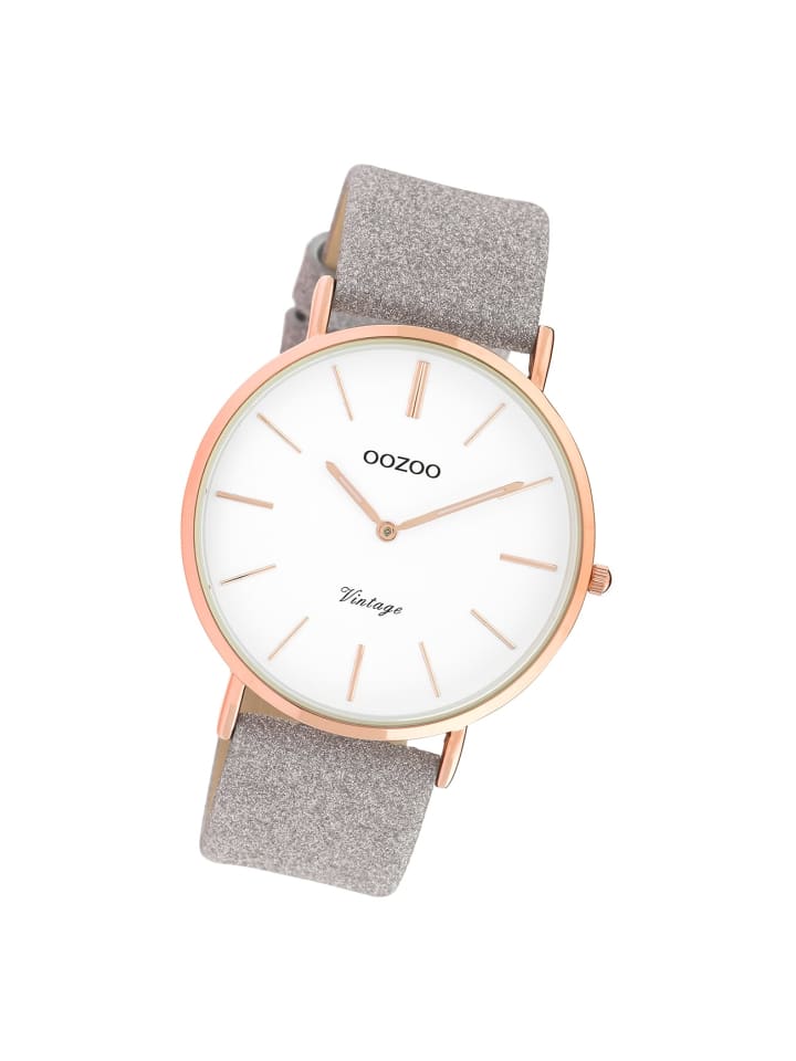 Analog-Armbanduhr Oozoo Vintage Series grau groß (ca. 40mm)