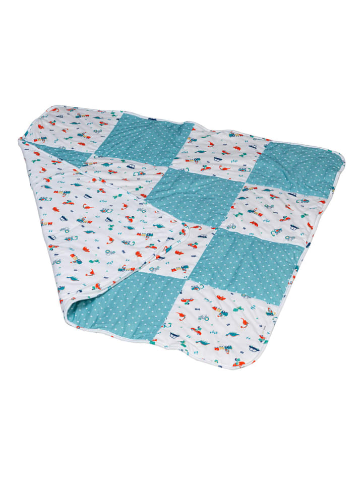 Bio Baby Patchworkdecke in Blau (L)100 x (B)100 cm