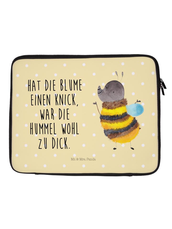 Laptop Tasche Hummel flauschig mit Spruch in Gelb Pastell