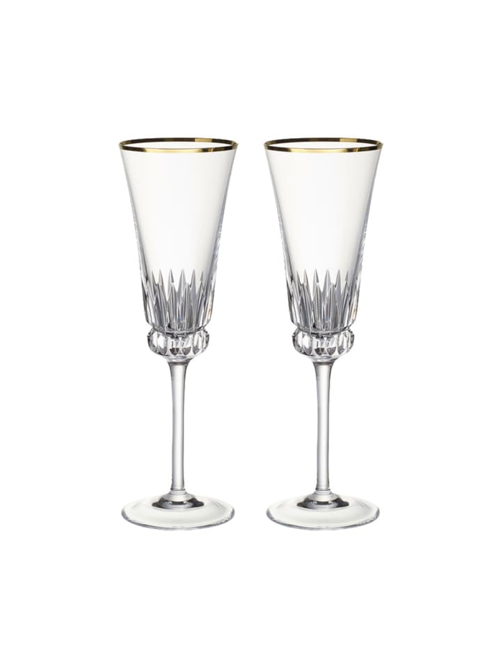 2er Set Sektgläser Grand Royal Gold in Transparent-Gold 120 ml