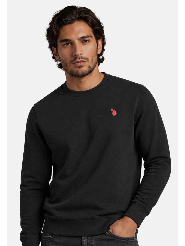 Pullover USJaxxon – Herren Sweatshirt mit Rundhalsausschnitt in Schwarz-Rust