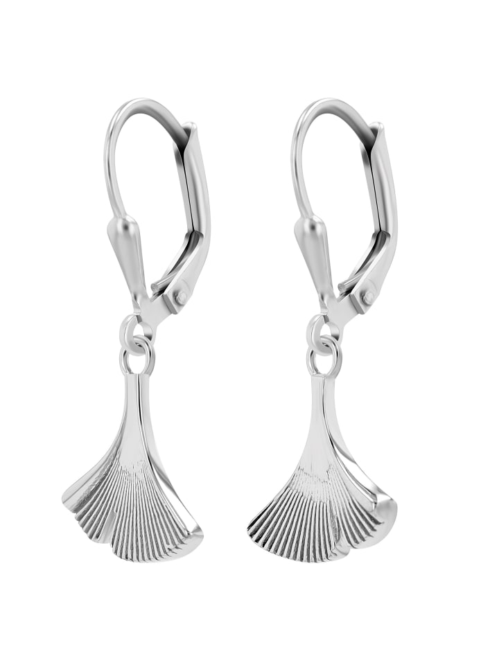 Damen Ohrhänger Gingkoblatt aus 925 Silber in silber