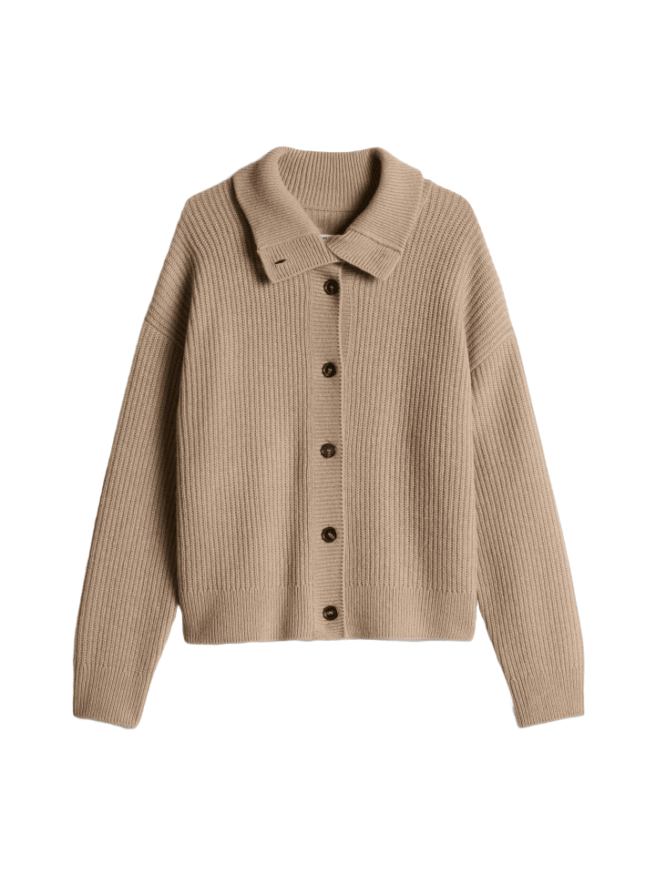 Lässiger Cardigan mit Stehkragen in Earthy Taupe