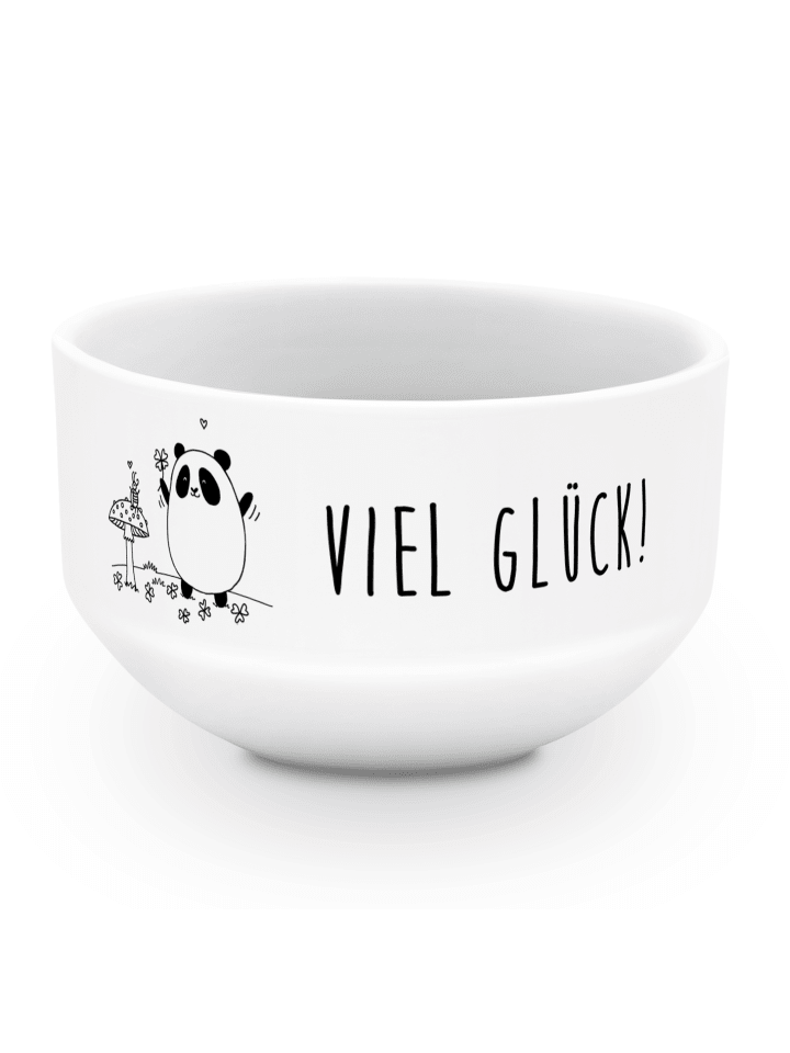 Suppenschüssel Panda Glück mit Spruch in Weiß