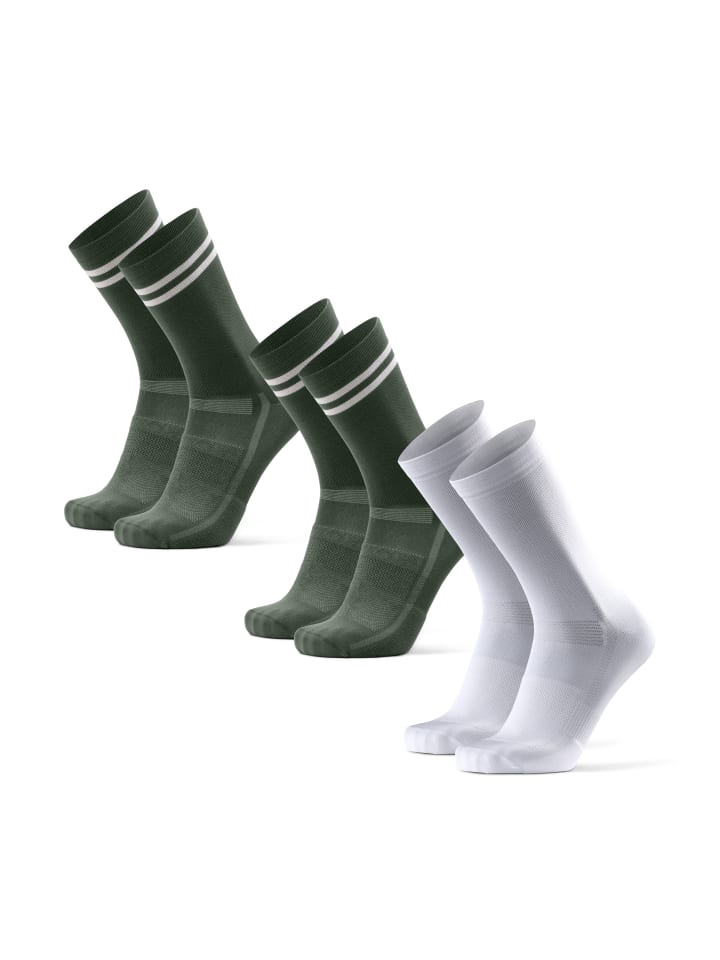 Socken Aero Cycling Crew in olive stripes white Black