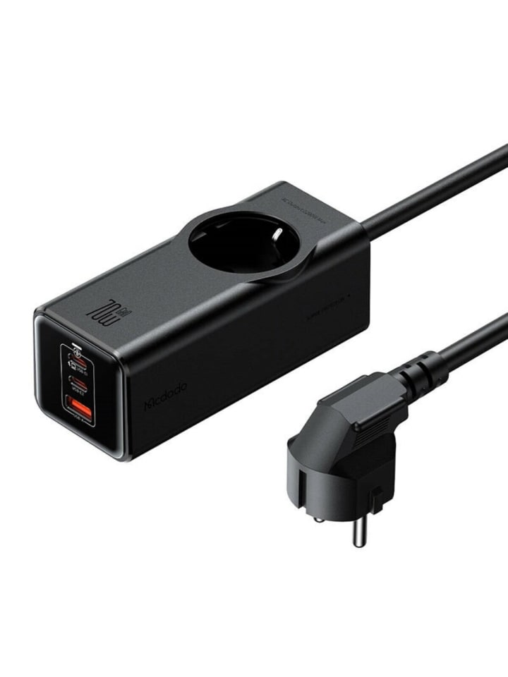 Steckdosenleiste Schnell-Ladegerät GaN EU 70W, 2x USB-C, 1x USB (schwarz)