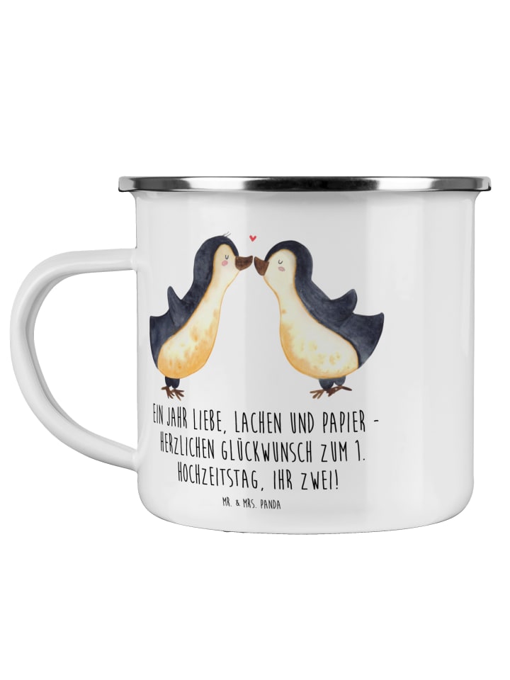 Becher 1. Hochzeitstag Papierhochzeit mit Spruch in Transparent