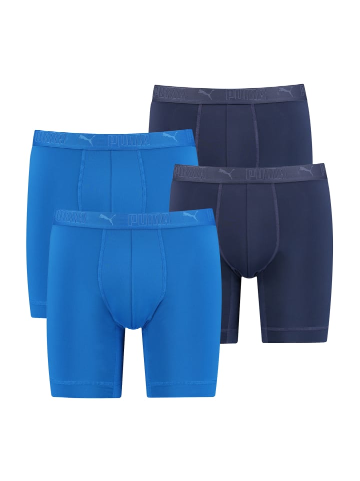 Boxershorts PUMA SPORT MICROFIBER LONG BOXER 4P in Blue Combo