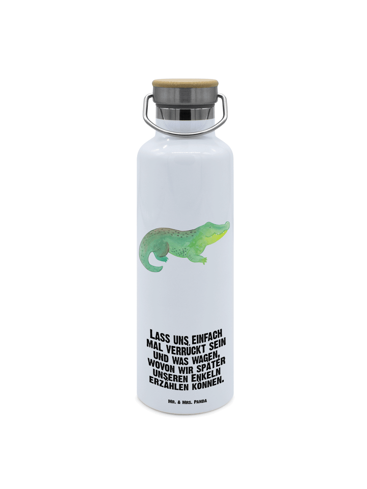 Thermosflasche Krokodil mit Spruch in Weiß