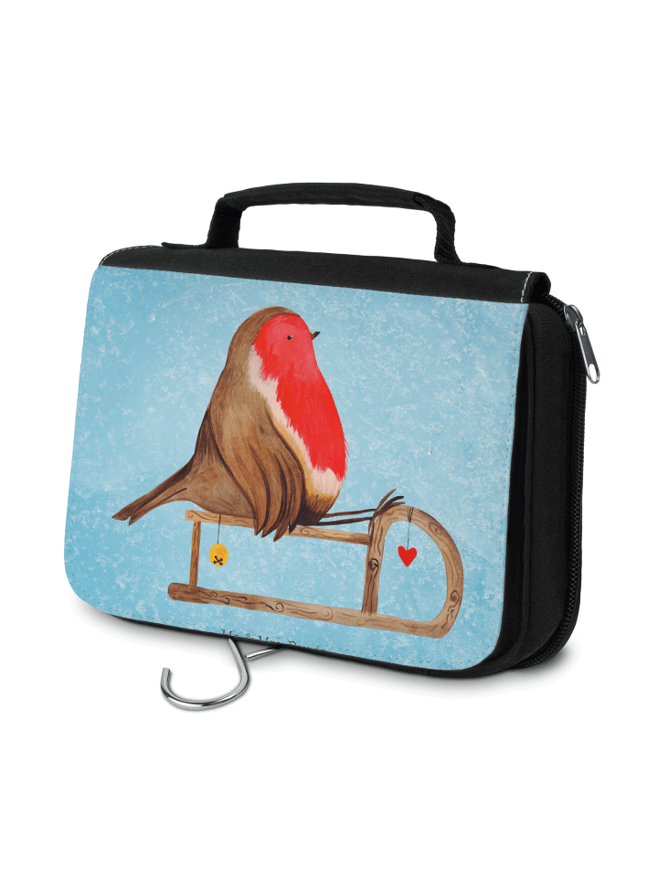 Beauty Case Rotkehlchen Schlitten ohne Spruch in Eisblau